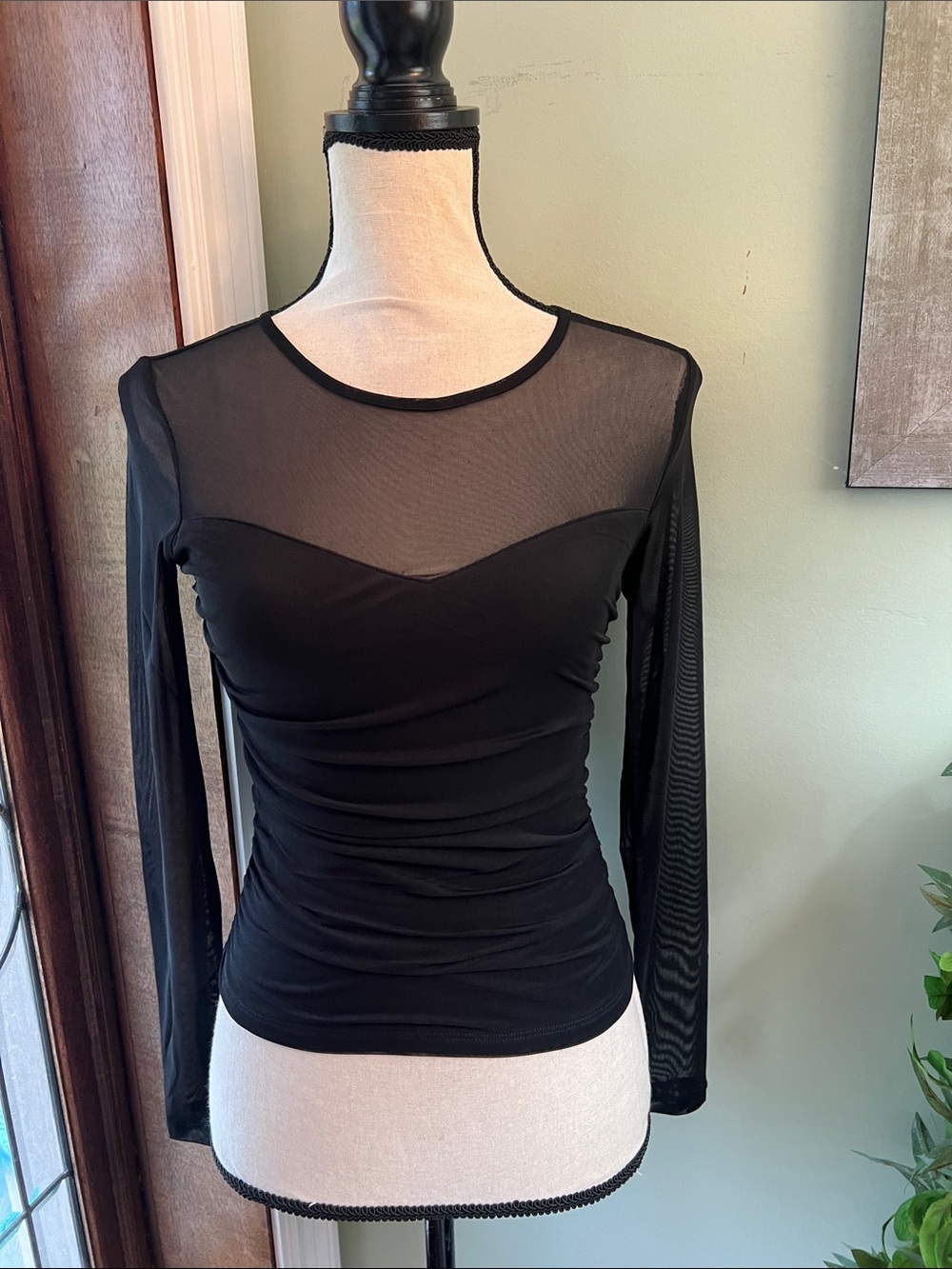 Thirty Thirty Black Sheer Panel Long-Sleeve Women’s Top